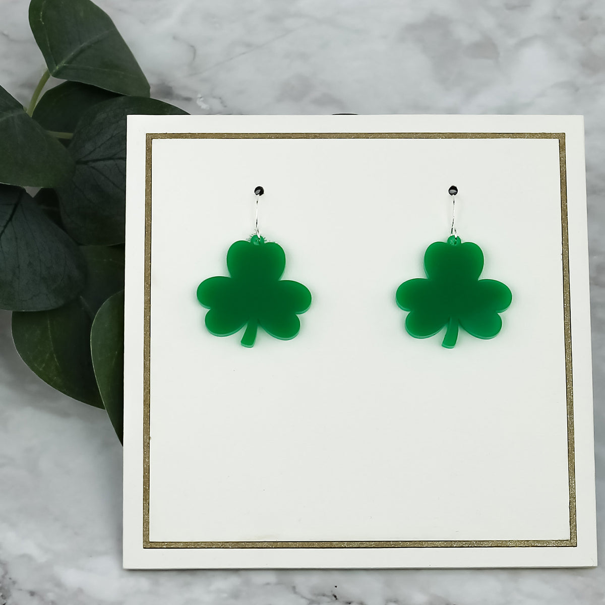 St. Patrick's Day Earrings - Simple Shamrock Dangle Earrings (Set of 2 ...