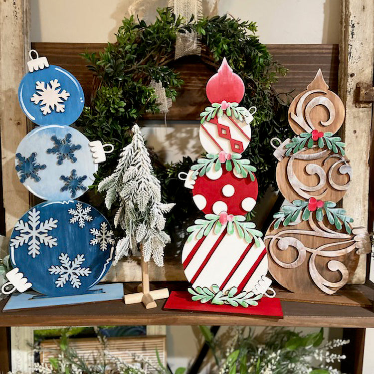 Stacked Ornament Topiary Trio Shelf Sitter Mantel Sign – Glowforge Shop