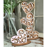 Stacked Valentine Hearts Trio with Matching Single Heart Shelf Sitter (Set of 2)