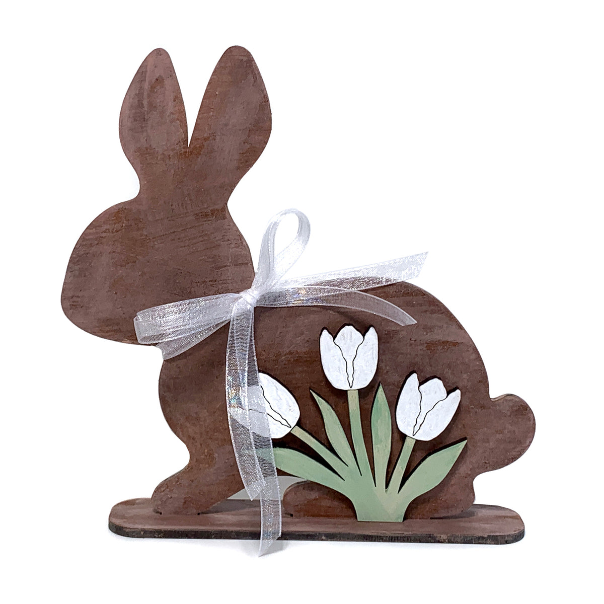 Standing Rabbit Decorations Standing Bunny Decorated with Tulips - Easter / Spring Decor ...