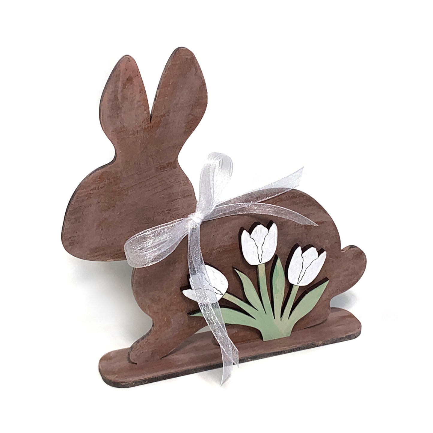 Standing Bunny Decorated with Tulips - Easter / Spring Decor