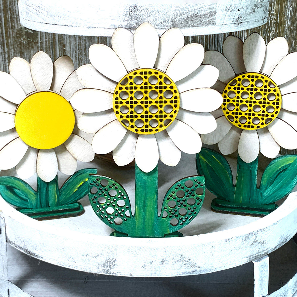 Premium Photo  Front view of daisy decor on a stand