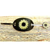 Sunflower Leather Hair Tie With Hair Stick