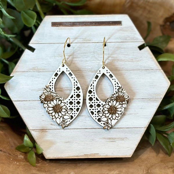 Sunflower Boho Rattan Earrings – Glowforge Shop