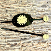 Sunshine Leather Hair Tie With Hair Stick