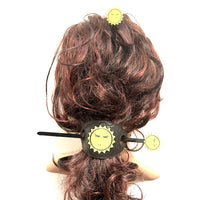 Sunshine Leather Hair Tie With Hair Stick