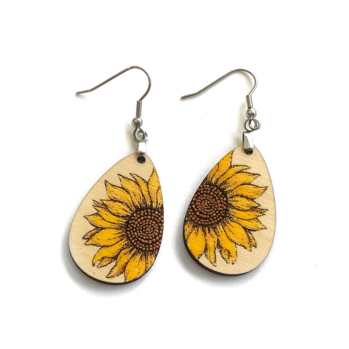 Sunflower Drop Blank Wood Earrings. DIY jewelry. Unfinished laser cut –  Wicked Gold