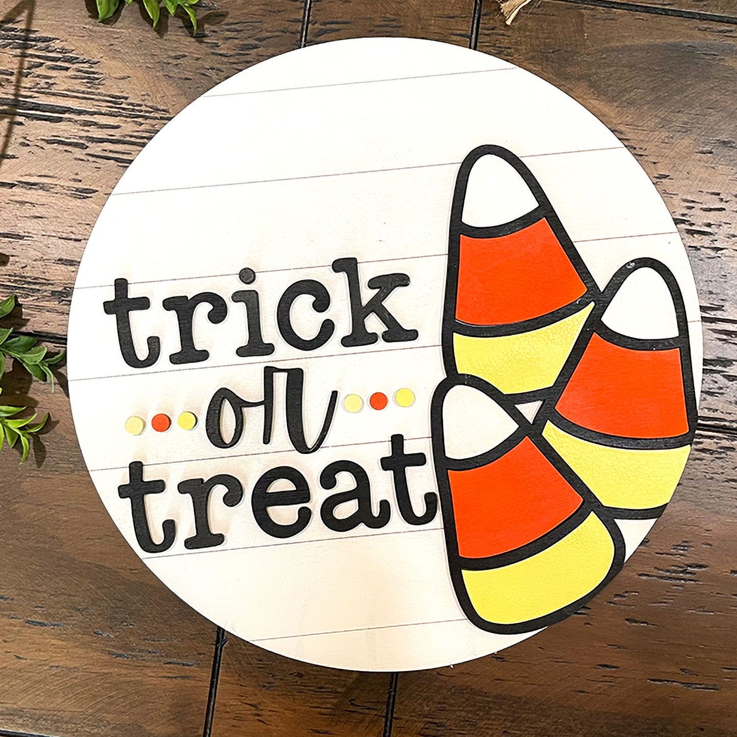 Trick Or Treat Candy Corn Halloween Sign
