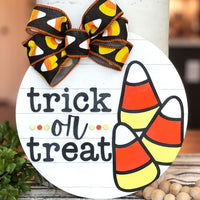 Trick Or Treat Candy Corn Halloween Sign