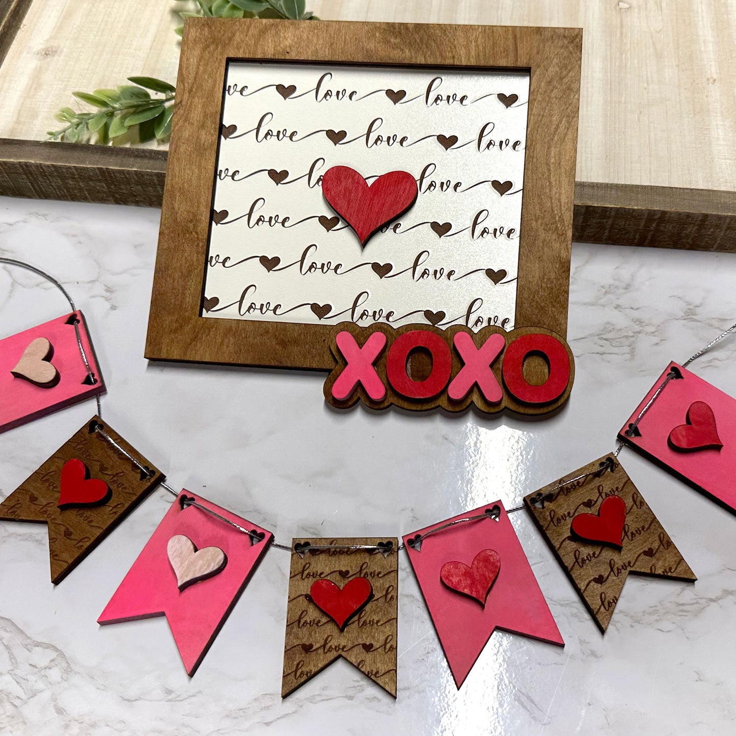 Valentines Heart Banner and Heart Frame