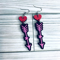 Love Heart & Arrow Dangle Earrings