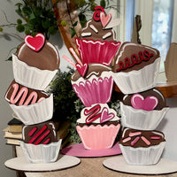 Valentine Stacked Chocolate and Cupcake Trio Shelf Sitter