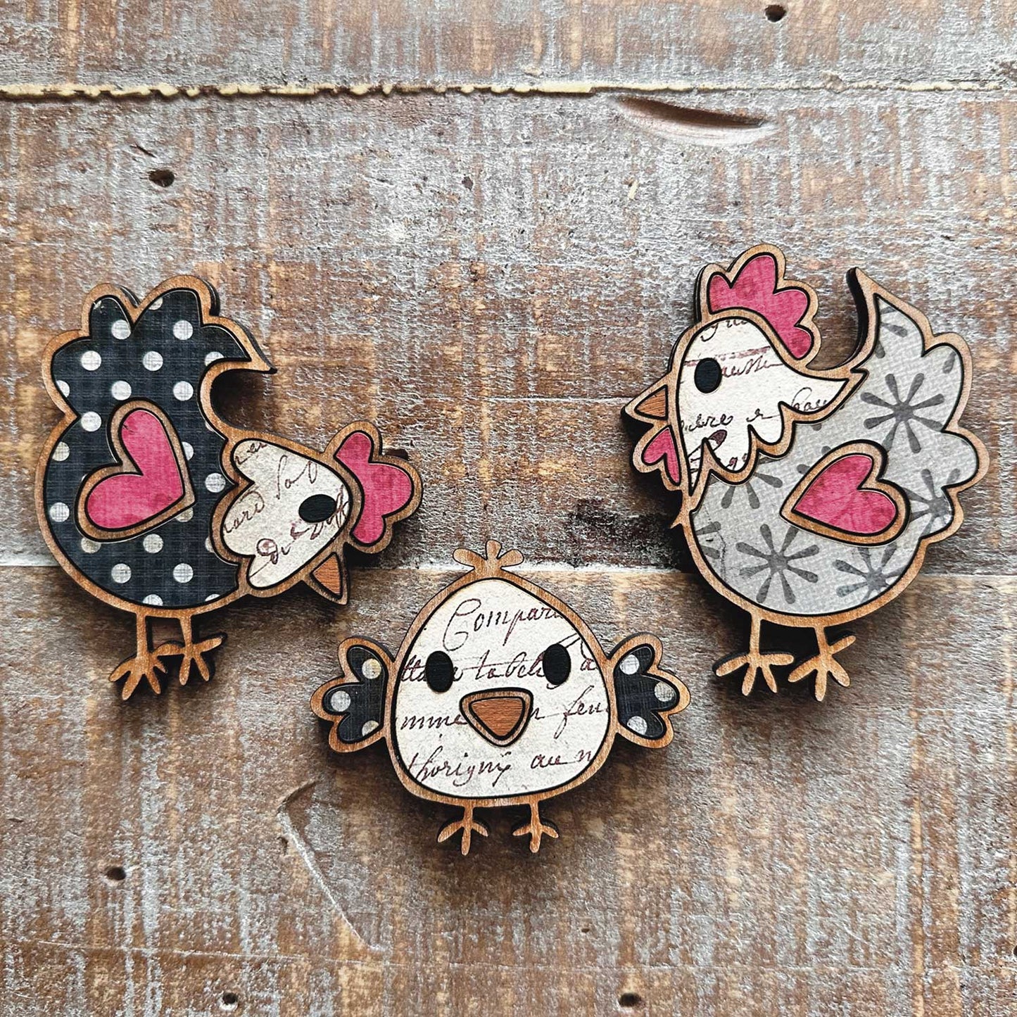 Whimsical Chickens Magnet Collection (Set of 3)