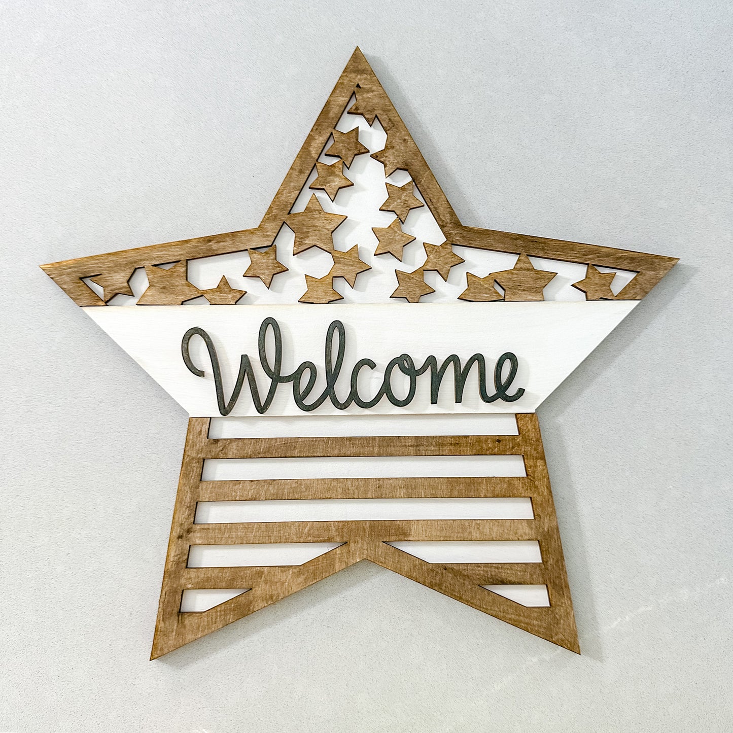 XL Layered Stars and Stripes Welcome Sign