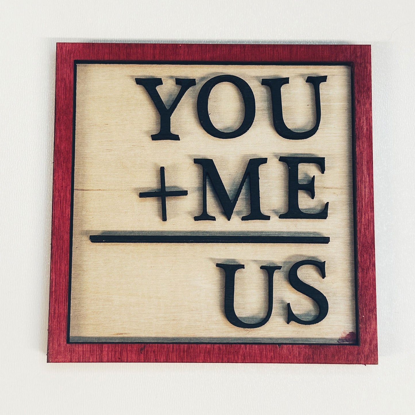 You + Me = Us Cute Couple's Wall Sign