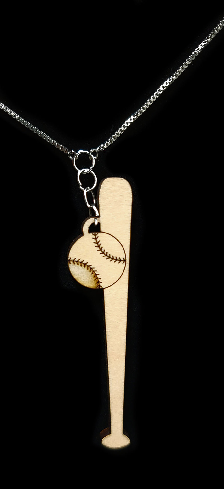 Baseball Bat with Baseball Earrings and Pendant Set