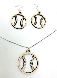 Baseball Earrings and Pendant Set