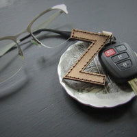 Stitched Leather Initial Keychains Set
