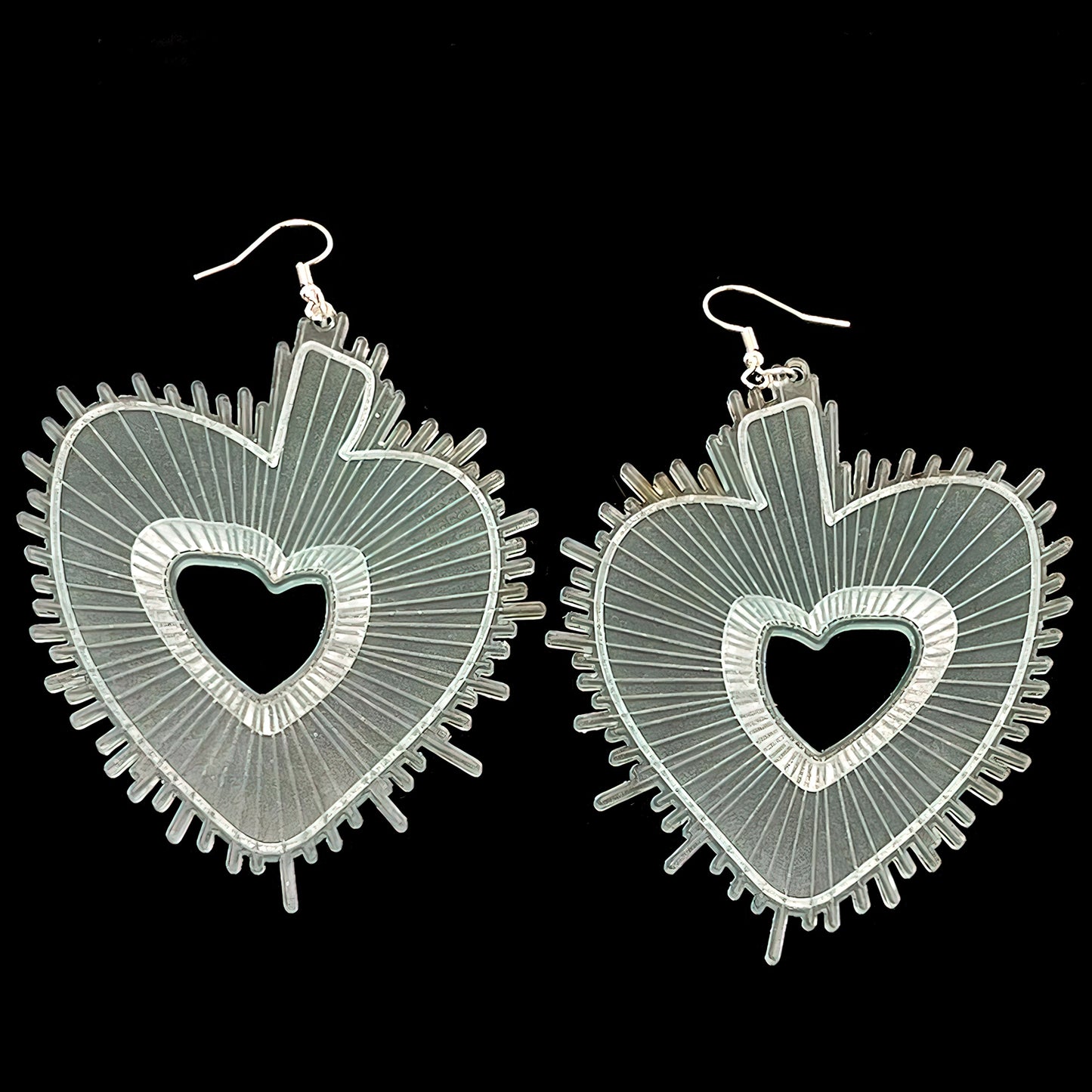 Pop Art Heart Leaves (Monstera) Earrings