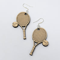 Tennis Racket and Ball - Earrings And Pendant Set