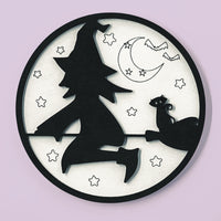 Witch over the Moon Layered Spooky Sign